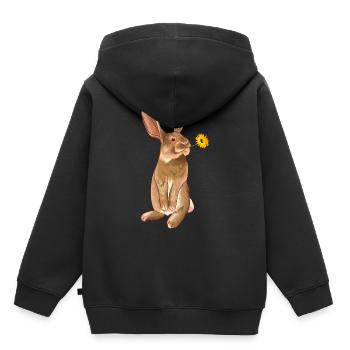 Lièvre des neiges animal sauvage - Sweat Premium à capuche enfant bio - noir - Dos - AI Model Kid Male (0cm)