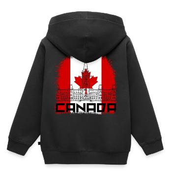 Drapeau du Canada pour les couleurs nationales Érable blanc et rouge - Sweat Premium à capuche enfant bio - noir - Dos - AI Model Kid Male (0cm)