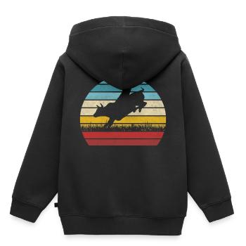 Rodeo Wild West Vache Cowboy Rétro Ouest - Sweat Premium à capuche enfant bio - noir - Dos - AI Model Kid Male (0cm)