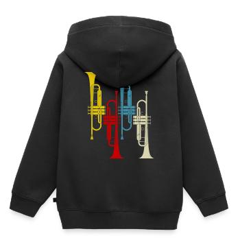 Trompette Trompette Rétro - Sweat Premium à capuche enfant bio - noir - Dos - AI Model Kid Male (0cm)