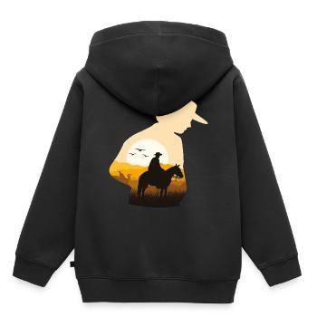 cow-boy - Sweat Premium à capuche enfant bio - noir - Dos - AI Model Kid Male (0cm)