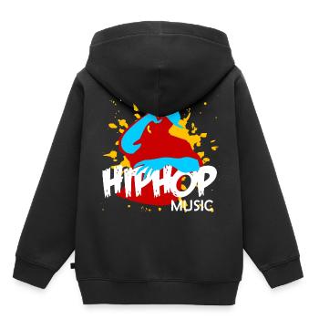 Hip hop - Sweat Premium à capuche enfant bio - noir - Dos - AI Model Kid Male (0cm)
