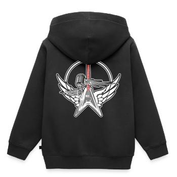 Guitare Rock and Roll - Sweat Premium à capuche enfant bio - noir - Dos - AI Model Kid Male (0cm)