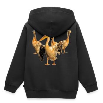 Quatre pélicans roses dans un groupe - Sweat Premium à capuche enfant bio - noir - Dos - AI Model Kid Male (0cm)