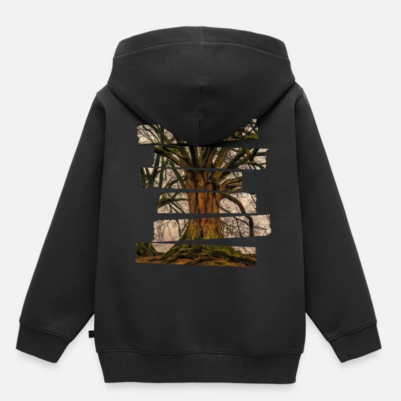 Arbre de vie paysage - Sweat Premium à capuche enfant bio - noir