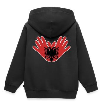Albanien Hand Hände Heimatland Kosovo Herkunft - Kinder Premium Organic Hoodie - Schwarz - Hinten - AI Model Kid Male (0cm)