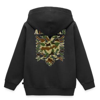 Albanie - Sweat Premium à capuche enfant bio - noir - Dos - AI Model Kid Male (0cm)