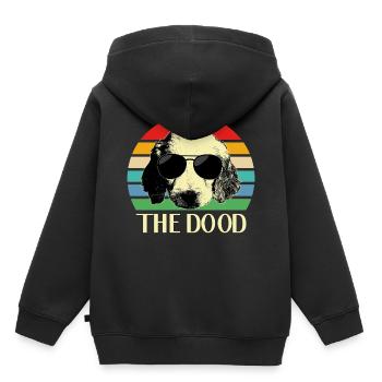 Goldendoodle chiens de race - Sweat Premium à capuche enfant bio - noir - Dos - AI Model Kid Male (0cm)