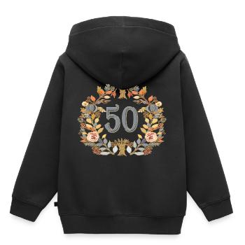 50, birthday, round birthday, anniversary - Kids Premium Organic Hoodie - black - Back - AI Model Kid Male (0cm)