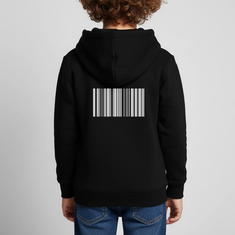 Code à barres code à barres blanc Sweat Premium à capuche enfant bio