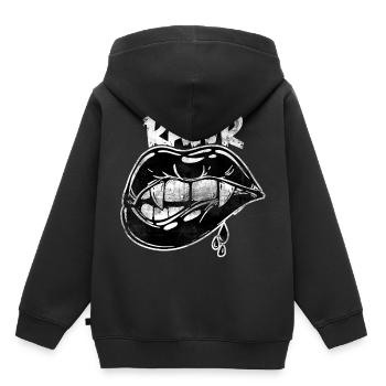 Rawr Halloween bouche Dracula monstre effrayant de vampire - Sweat Premium à capuche enfant bio - noir - Dos - AI Model Kid Male (0cm)