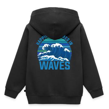 Happiness comes in waves - Kinder Premium Organic Hoodie - Schwarz - Hinten - AI Model Kid Male (0cm)