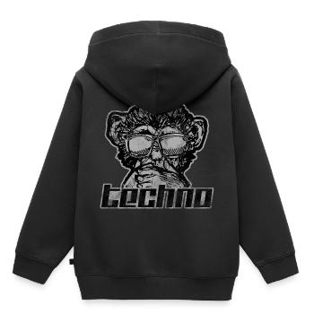 Musique techno singe mélodie concert instrument de musique - Sweat Premium à capuche enfant bio - noir - Dos - AI Model Kid Male (0cm)