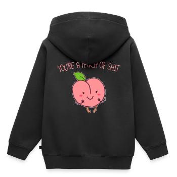 Pfirsich - Kinder Premium Organic Hoodie - Schwarz - Hinten - AI Model Kid Male (0cm)