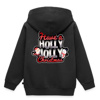 Holly jolly noël joyeux noël père noël - Sweat Premium à capuche enfant bio - noir - Dos - AI Model Kid Male (0cm)