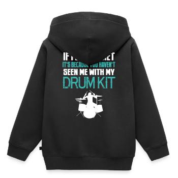Drum Drumsticks Drummer Drum Bass - Sweat Premium à capuche enfant bio - noir - Dos - AI Model Kid Male (0cm)