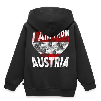 Autriche - Sweat Premium à capuche enfant bio - noir - Dos - AI Model Kid Male (0cm)