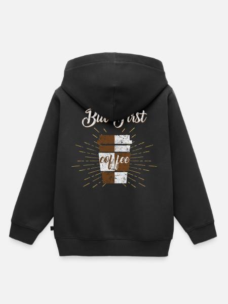 Kaffee - Kinder Premium Organic Hoodie - Schwarz