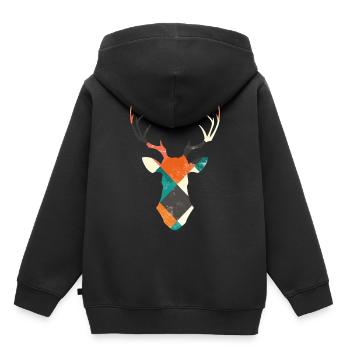 Hirschkopf Hirsch Hirschgeweih Hirschjäger - Kinder Premium Organic Hoodie - Schwarz - Hinten - AI Model Kid Male (0cm)