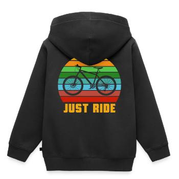 Vélo de vélo de montagne rétro - Sweat Premium à capuche enfant bio - noir - Dos - AI Model Kid Male (0cm)