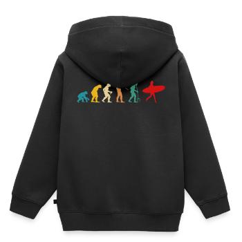 Retro Surfer Evolution Surfergirl Surfen Surfer - Kinder Premium Organic Hoodie - Schwarz - Hinten - AI Model Kid Male (0cm)