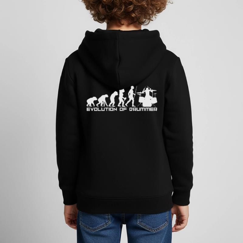 Drum development Evolution Stone Age drum Kids Premium Organic Hoodie