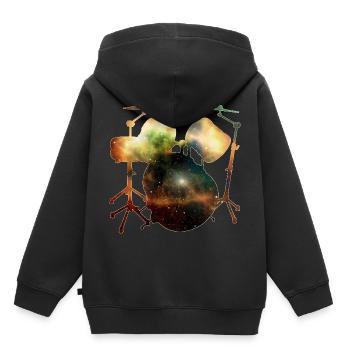 Drum Drumsticks Musician Passion Drum - Sweat Premium à capuche enfant bio - noir - Dos - AI Model Kid Male (0cm)