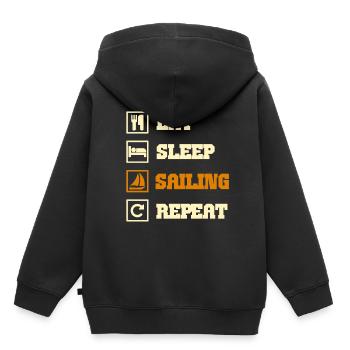 voile voile voilier - Sweat Premium à capuche enfant bio - noir - Dos - AI Model Kid Male (0cm)