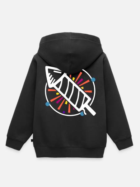 New Year's raket schitteren explosie nacht donker - Kinder Premium hoodie biologisch - zwart