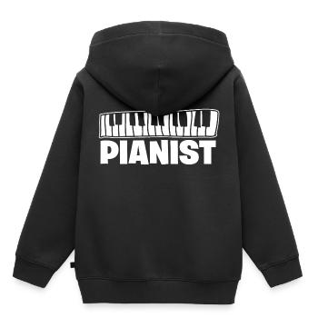 Klavier - Kinder Premium Organic Hoodie - Schwarz - Hinten - AI Model Kid Male (0cm)
