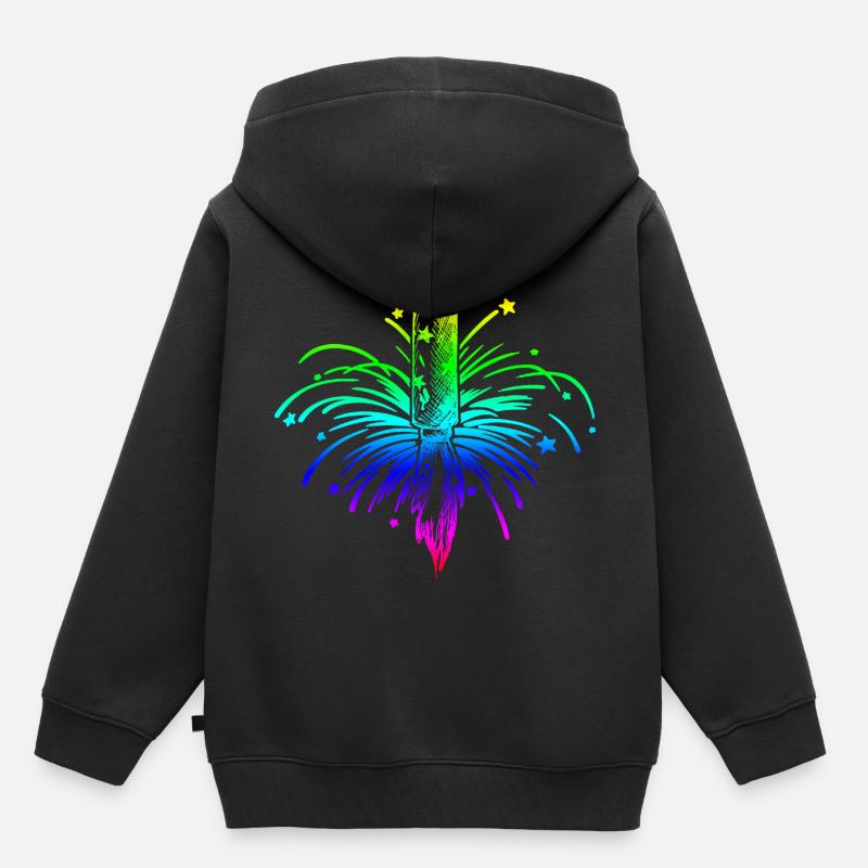 Feu d'artifice du réveillon du nouvel an - Sweat Premium à capuche enfant bio - noir