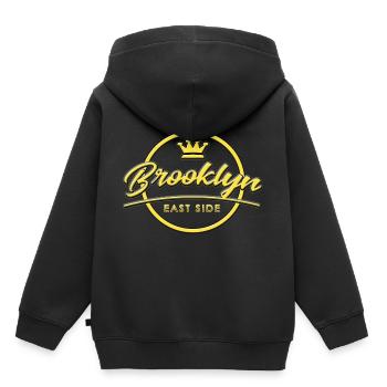 New York, États-Unis d'Amérique, Brooklyn, cadeau - Sweat Premium à capuche enfant bio - noir - Dos - AI Model Kid Male (0cm)