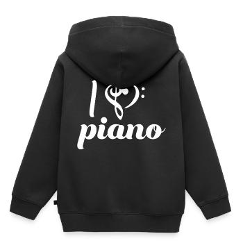 Klavier - Kinder Premium Organic Hoodie - Schwarz - Hinten - AI Model Kid Male (0cm)