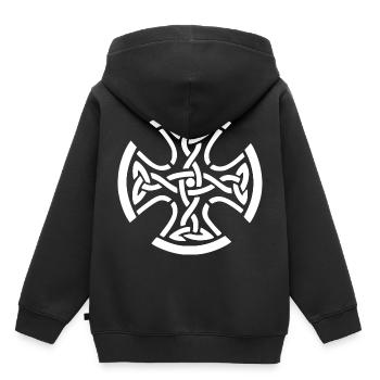 CELTIC CROSS WHITE - Sweat Premium à capuche enfant bio - noir - Dos - AI Model Kid Male (0cm)
