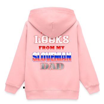 Slovénie - Sweat Premium à capuche enfant bio - rose - Dos - AI Model Kid Female (0cm)