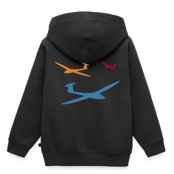 Planeur planeur - Sweat Premium à capuche enfant bio - noir - Dos - AI Model Kid Male (0cm)