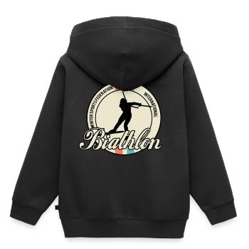 biathlon - Sweat Premium à capuche enfant bio - noir - Dos - AI Model Kid Male (0cm)