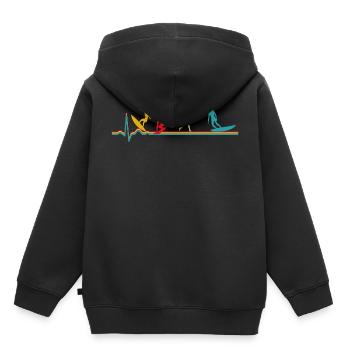 Retro Herzschlag Surfen Surfer Surfergirl - Kinder Premium Organic Hoodie - Schwarz - Hinten - AI Model Kid Male (0cm)
