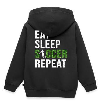 Soccer Soccer Team Mangez Sommeil Soccer Repeat - Sweat Premium à capuche enfant bio - noir - Dos - AI Model Kid Male (0cm)