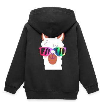 Lama, Alpaca, Sunglasses, Head, Gift, Peru - Kids Premium Organic Hoodie - black - Back - AI Model Kid Male (0cm)