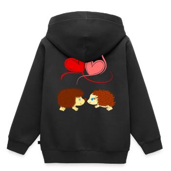 Igel - Liebe überwindet Stacheln - Comicstyle - Kinder Premium Organic Hoodie - Schwarz - Hinten - AI Model Kid Male (0cm)