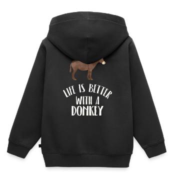 Funny Animals Pictures Donkey Animal Love Donkey - Kids Premium Organic Hoodie - black - Back - AI Model Kid Male (0cm)