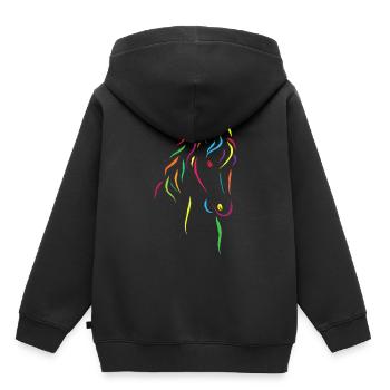 Pferdekopf Bunt - Kinder Premium Organic Hoodie - Schwarz - Hinten - AI Model Kid Male (0cm)