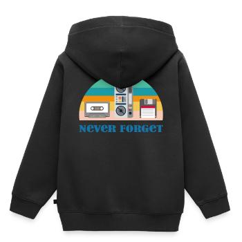 Never Forget - Retro Technik aus den 80er - Kinder Premium Organic Hoodie - Schwarz - Hinten - AI Model Kid Male (0cm)