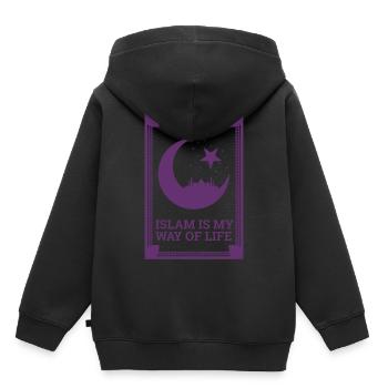 Islam Mode de vie musulmane Cadeau cool - Sweat Premium à capuche enfant bio - noir - Dos - AI Model Kid Male (0cm)