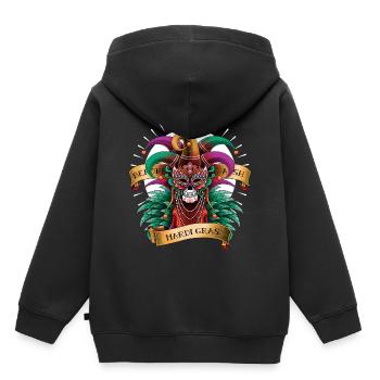 Mardi Gras - Sweat Premium à capuche enfant bio - noir - Dos - AI Model Kid Male (0cm)