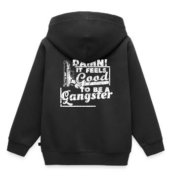 Gangster disant - Sweat Premium à capuche enfant bio - noir - Dos - AI Model Kid Male (0cm)