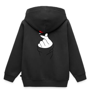 Korea Love - Kinder Premium Organic Hoodie - Schwarz - Hinten - AI Model Kid Male (0cm)