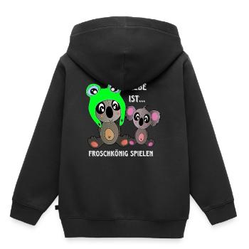 Grenouille et koala amour - l’amour est Saint Valentin - Sweat Premium à capuche enfant bio - noir - Dos - AI Model Kid Male (0cm)