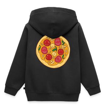 Pizza Tomate Champignons Geschenk - Kinder Premium Organic Hoodie - Schwarz - Hinten - AI Model Kid Male (0cm)